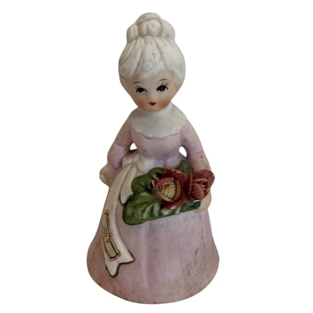 July Birthstone Flower Figurine Porcelain Lady Vintage Roses Gift‎